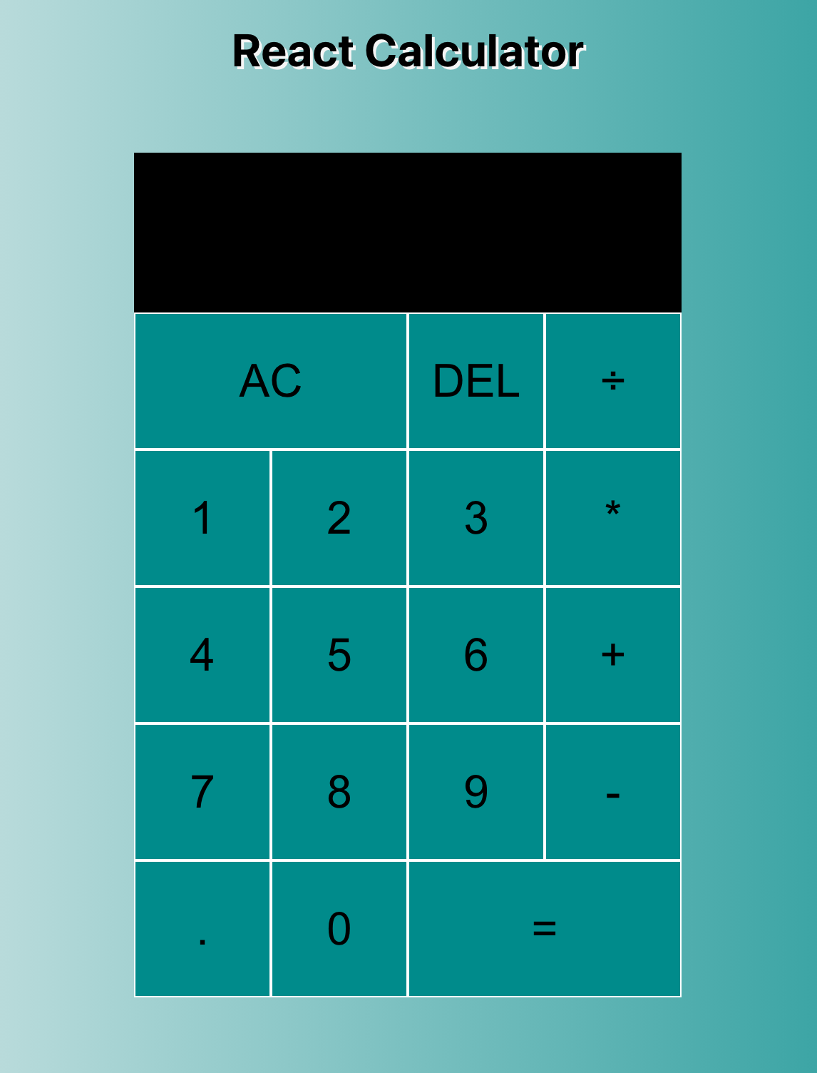 Screenshot of calculator application